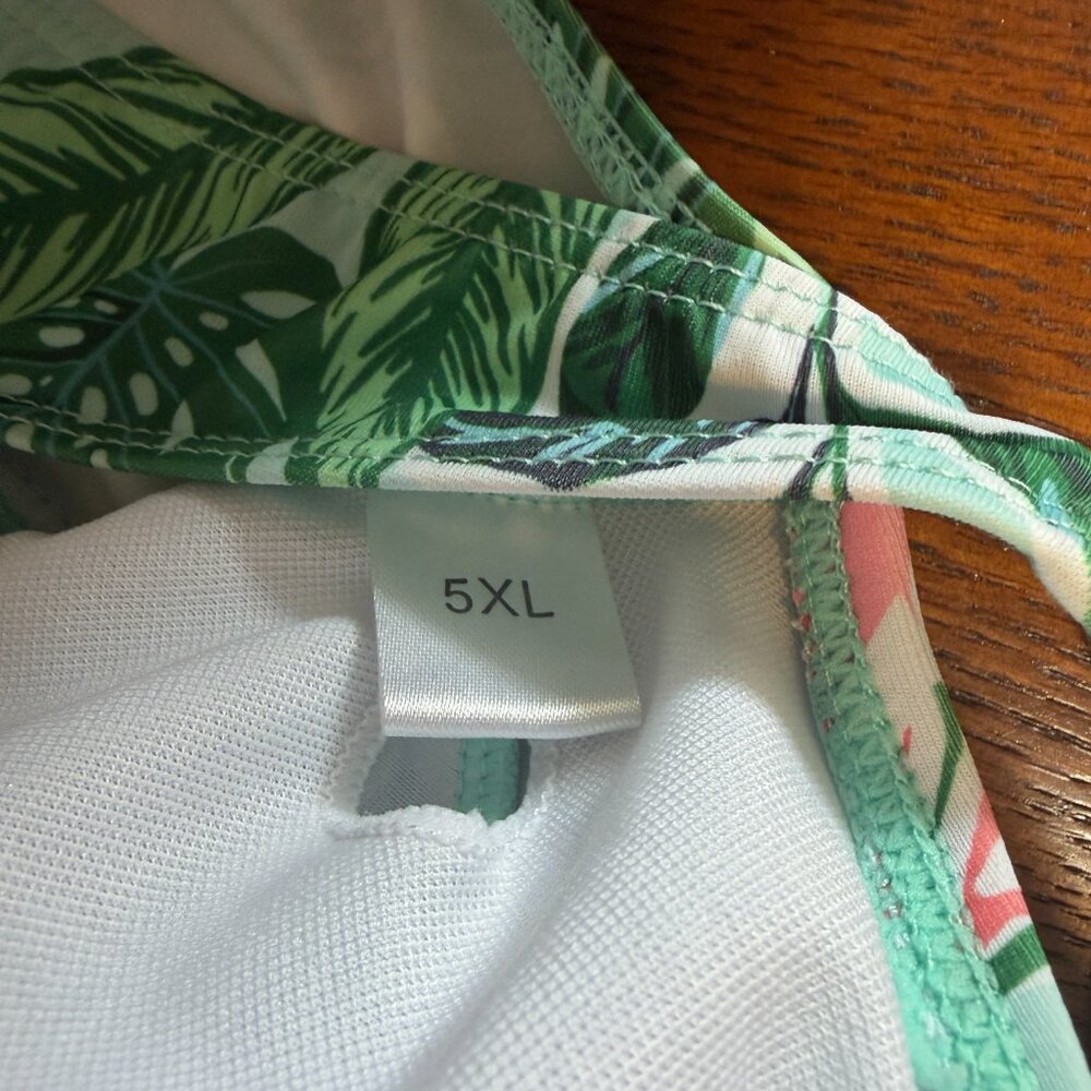 Women's Size 5X Aqua Tropical Print Swimwear Tankini Top - Picture 2 of 9